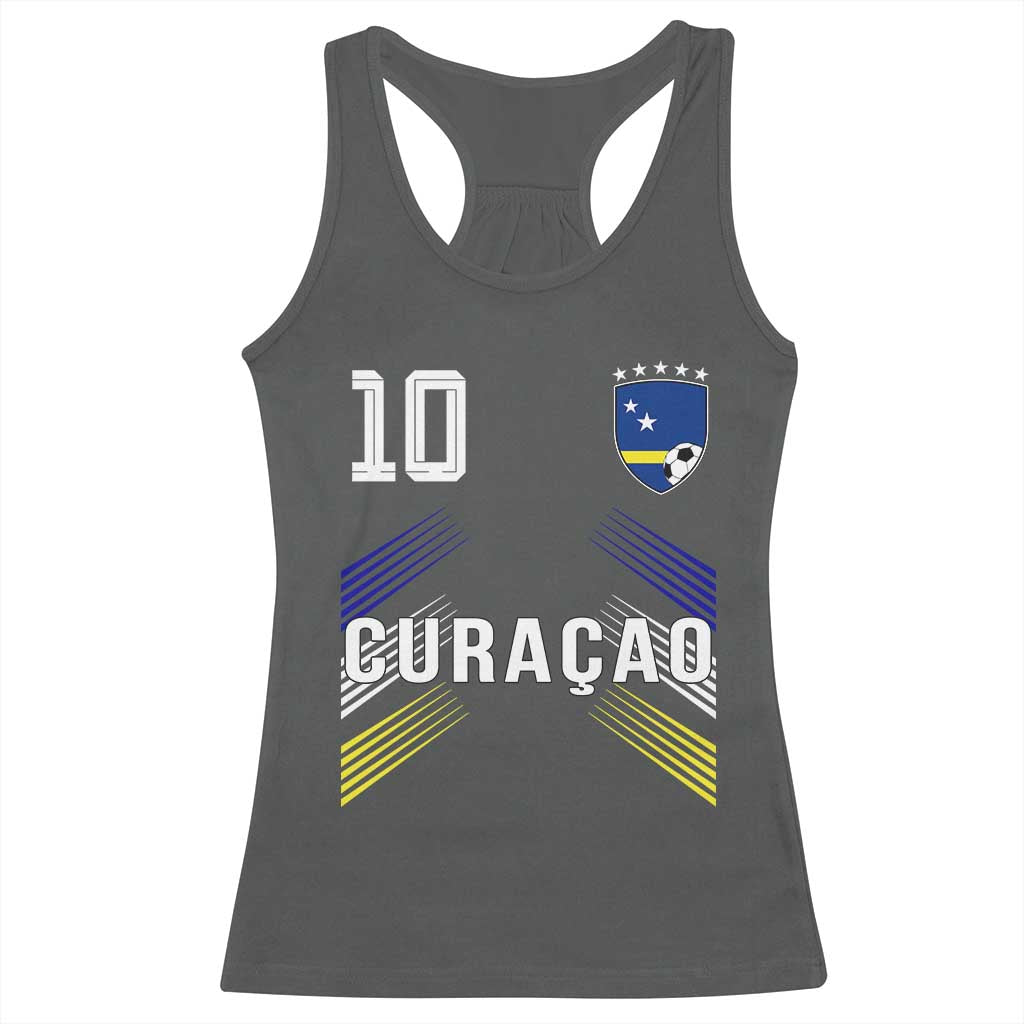 Curacao Soccer Sports Graphic Number 10 Jersey Style Racerback Tank Top Proud Curaçaoans Football Fans Game Day Pride TS02 Dark Heather Print Your Wear