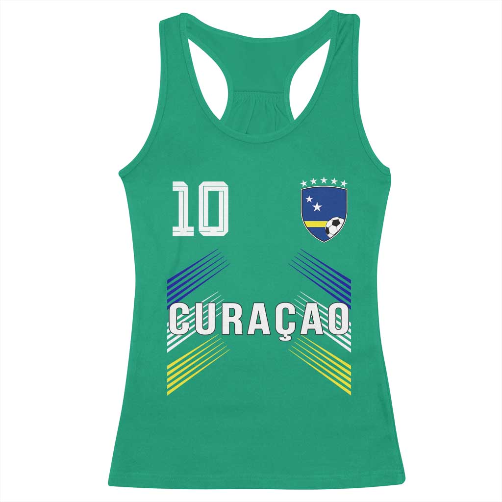 Curacao Soccer Sports Graphic Number 10 Jersey Style Racerback Tank Top Proud Curaçaoans Football Fans Game Day Pride TS02 Irish Green Print Your Wear