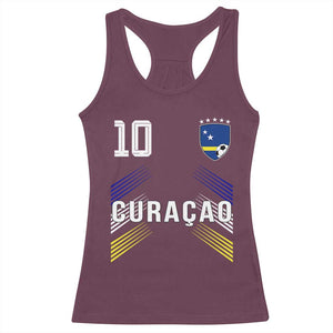 Curacao Soccer Sports Graphic Number 10 Jersey Style Racerback Tank Top Proud Curaçaoans Football Fans Game Day Pride TS02 Maroon Print Your Wear