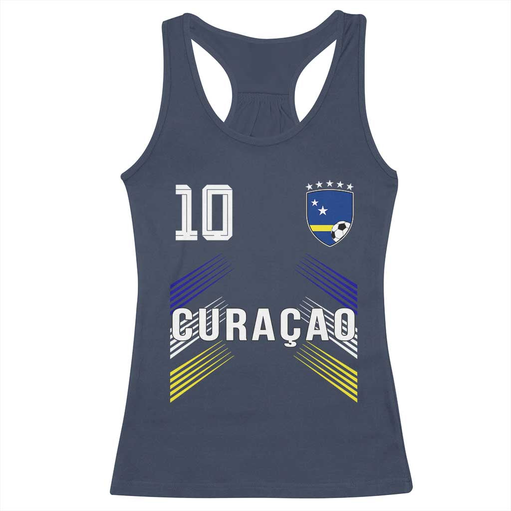 Curacao Soccer Sports Graphic Number 10 Jersey Style Racerback Tank Top Proud Curaçaoans Football Fans Game Day Pride TS02 Navy Print Your Wear