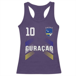 Curacao Soccer Sports Graphic Number 10 Jersey Style Racerback Tank Top Proud Curaçaoans Football Fans Game Day Pride TS02 Purple Print Your Wear