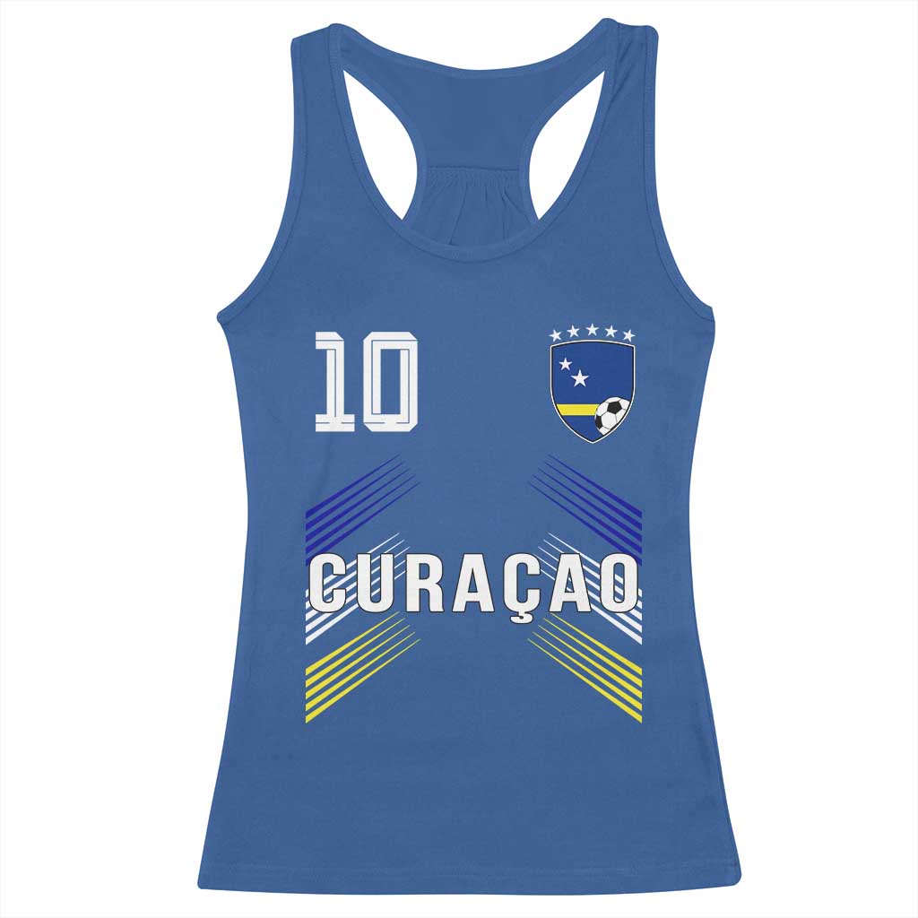 Curacao Soccer Sports Graphic Number 10 Jersey Style Racerback Tank Top Proud Curaçaoans Football Fans Game Day Pride TS02 Royal Blue Print Your Wear
