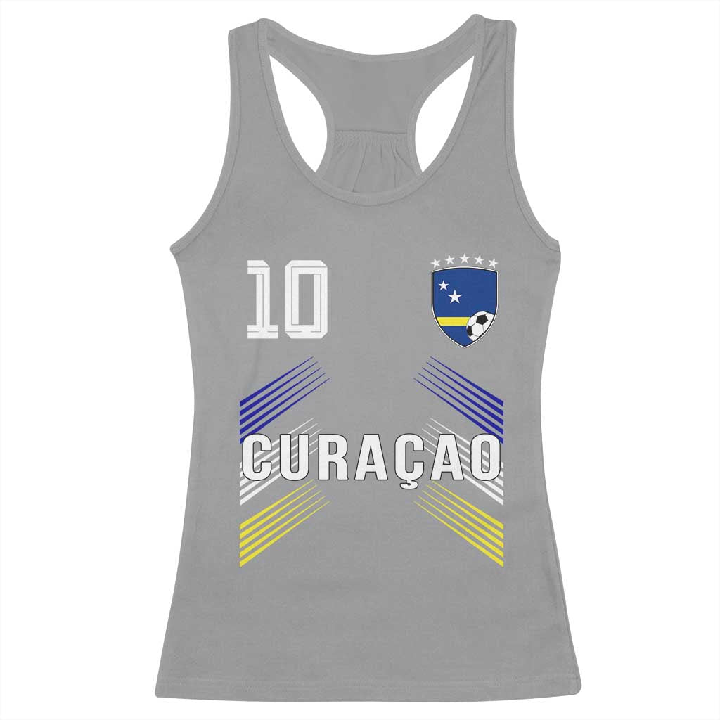 Curacao Soccer Sports Graphic Number 10 Jersey Style Racerback Tank Top Proud Curaçaoans Football Fans Game Day Pride TS02 Sport Gray Print Your Wear