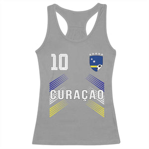 Curacao Soccer Sports Graphic Number 10 Jersey Style Racerback Tank Top Proud Curaçaoans Football Fans Game Day Pride TS02 Sport Gray Print Your Wear