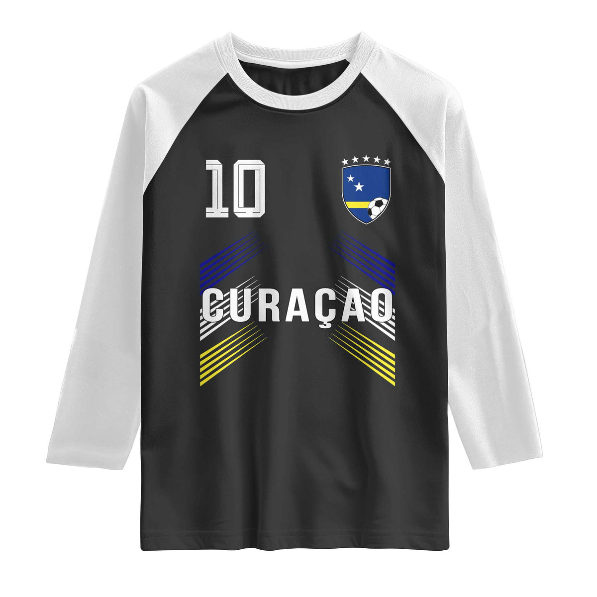 Curacao Soccer Sports Graphic Number 10 Jersey Style Raglan Shirt Proud Curaçaoans Football Fans Game Day Pride TS02 Black White Print Your Wear