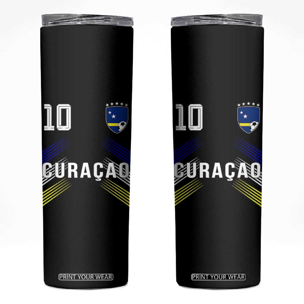 Curacao Soccer Sports Graphic Number 10 Jersey Style Skinny Tumbler Proud Curaçaoans Football Fans Game Day Pride TS02 Black Print Your Wear