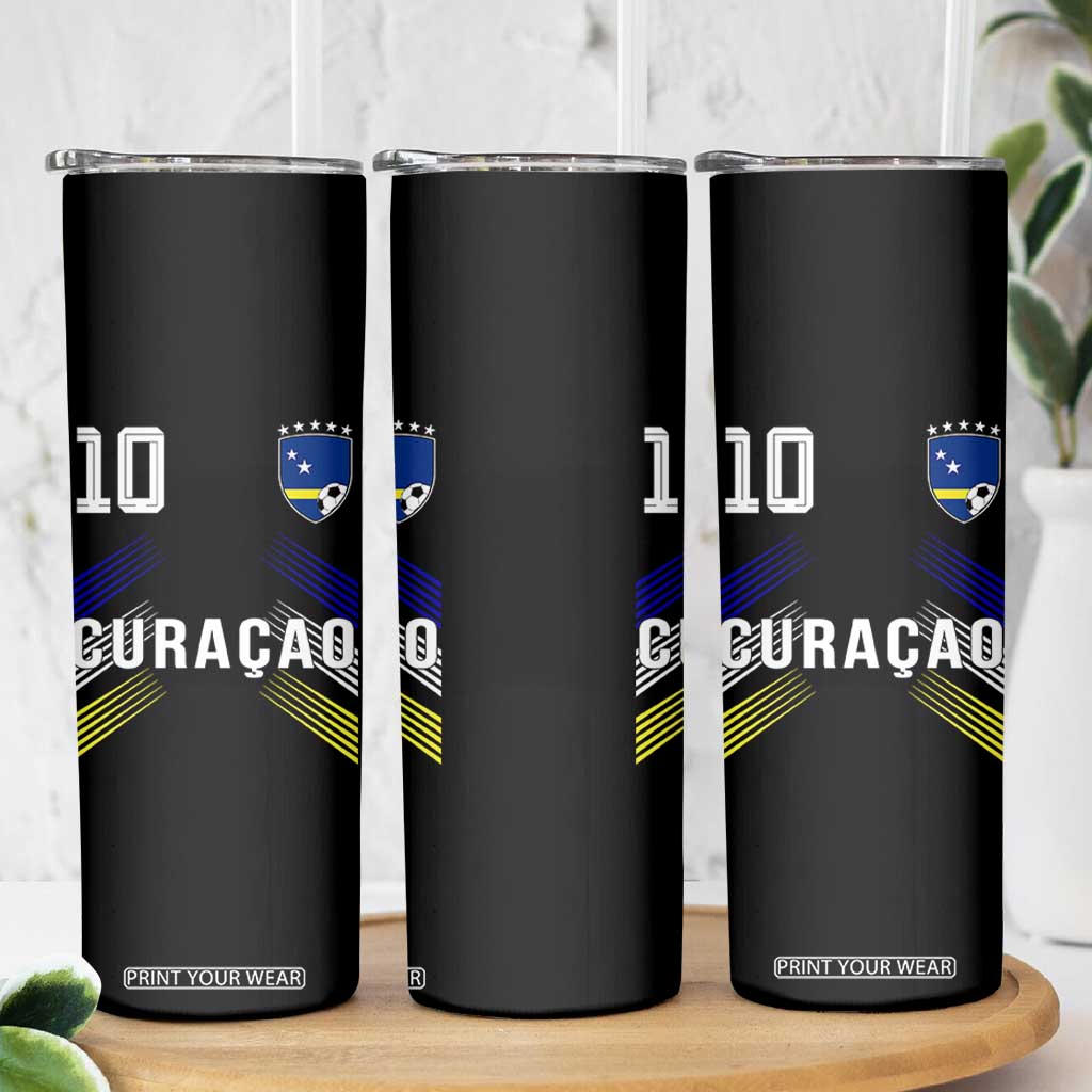 Curacao Soccer Sports Graphic Number 10 Jersey Style Skinny Tumbler Proud Curaçaoans Football Fans Game Day Pride TS02 Print Your Wear