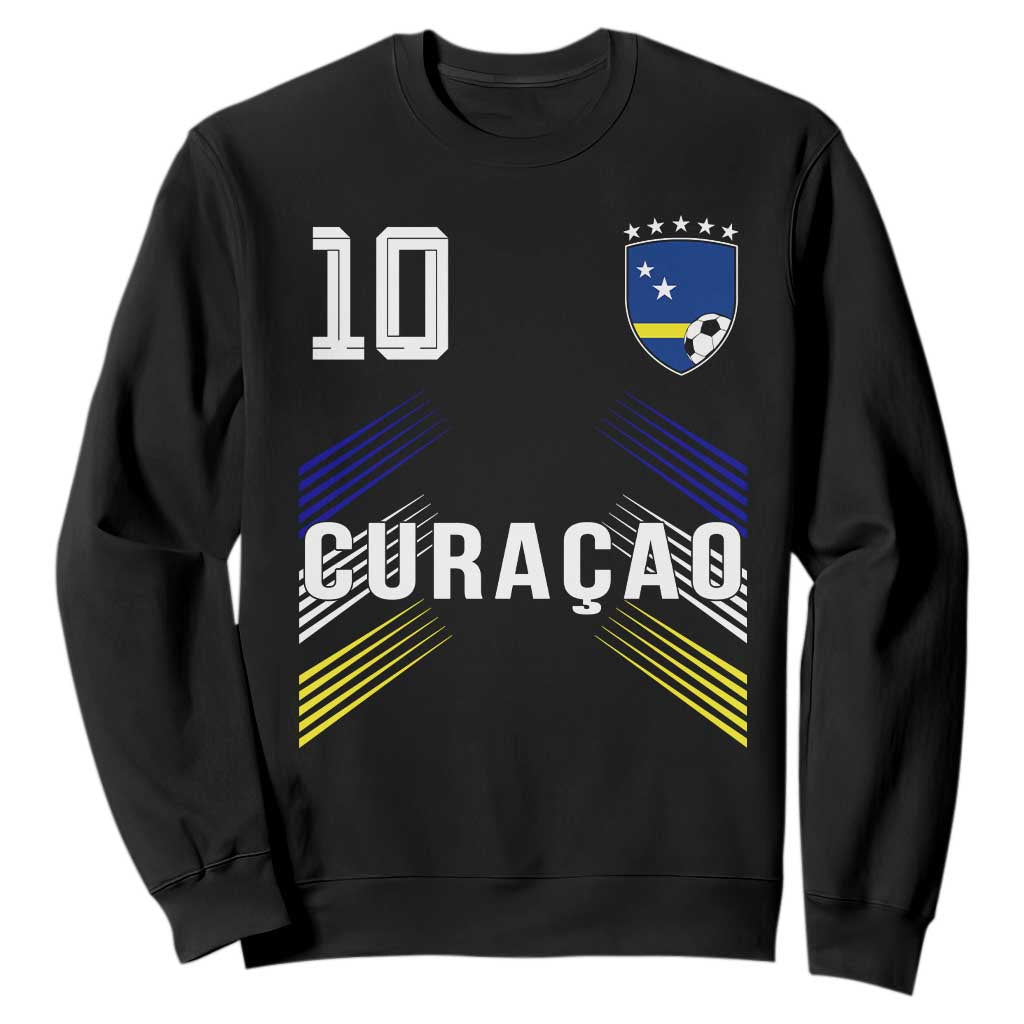 Curacao Soccer Sports Graphic Number 10 Jersey Style Sweatshirt Proud Curaçaoans Football Fans Game Day Pride TS02 Black Print Your Wear