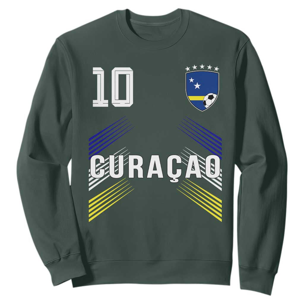 Curacao Soccer Sports Graphic Number 10 Jersey Style Sweatshirt Proud Curaçaoans Football Fans Game Day Pride TS02 Dark Forest Green Print Your Wear