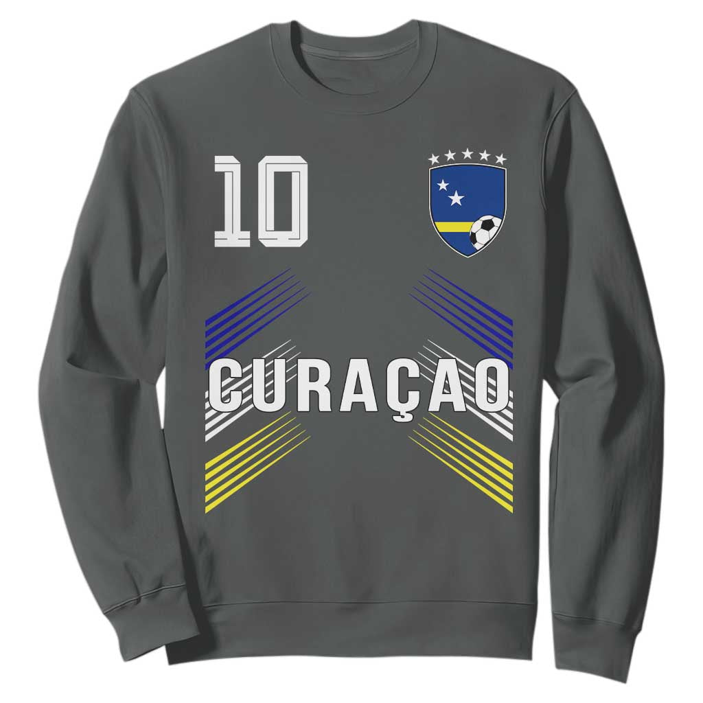 Curacao Soccer Sports Graphic Number 10 Jersey Style Sweatshirt Proud Curaçaoans Football Fans Game Day Pride TS02 Dark Heather Print Your Wear