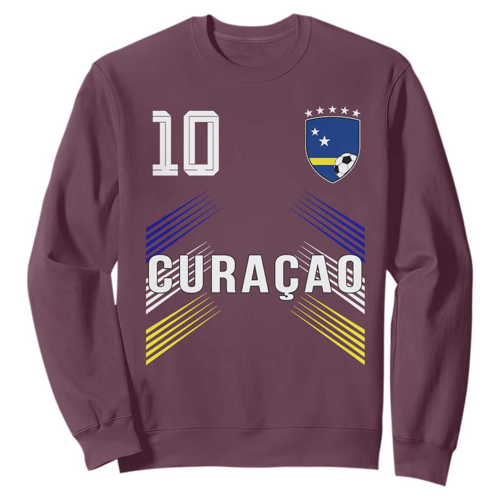 Curacao Soccer Sports Graphic Number 10 Jersey Style Sweatshirt Proud Curaçaoans Football Fans Game Day Pride TS02 Maroon Print Your Wear