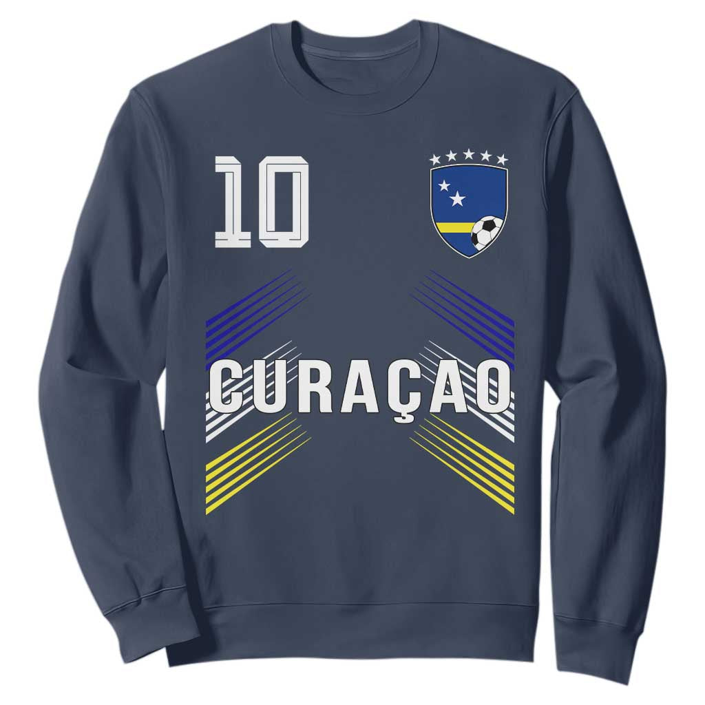 Curacao Soccer Sports Graphic Number 10 Jersey Style Sweatshirt Proud Curaçaoans Football Fans Game Day Pride TS02 Navy Print Your Wear