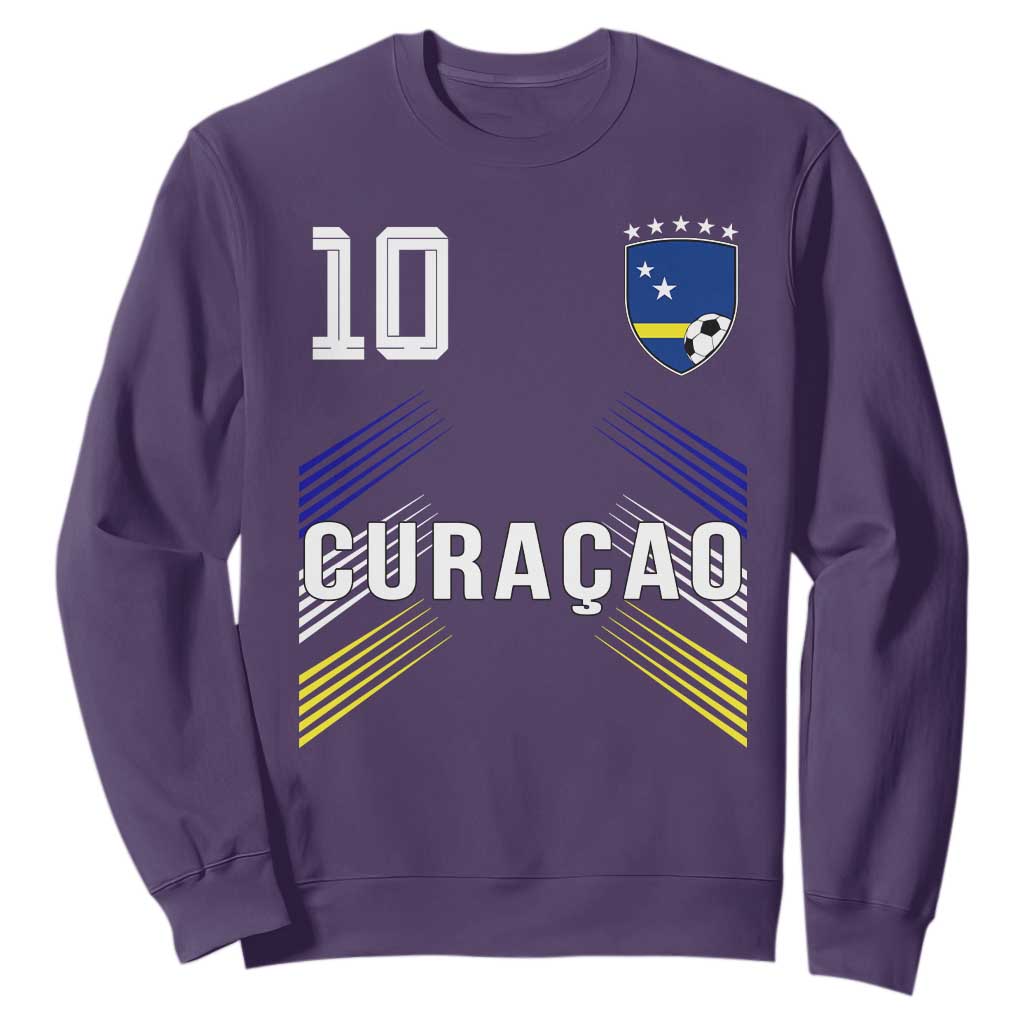 Curacao Soccer Sports Graphic Number 10 Jersey Style Sweatshirt Proud Curaçaoans Football Fans Game Day Pride TS02 Purple Print Your Wear