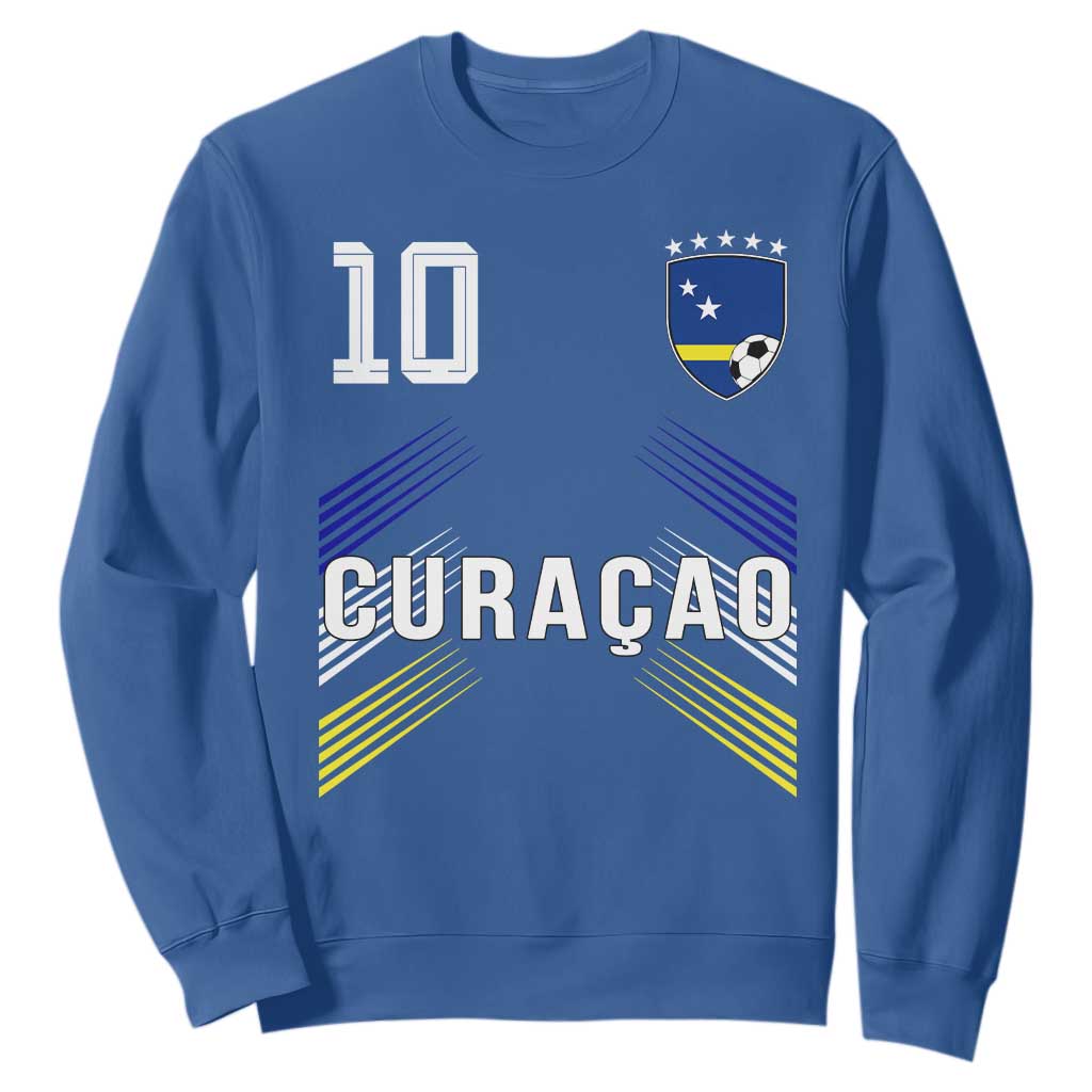 Curacao Soccer Sports Graphic Number 10 Jersey Style Sweatshirt Proud Curaçaoans Football Fans Game Day Pride TS02 Royal Blue Print Your Wear