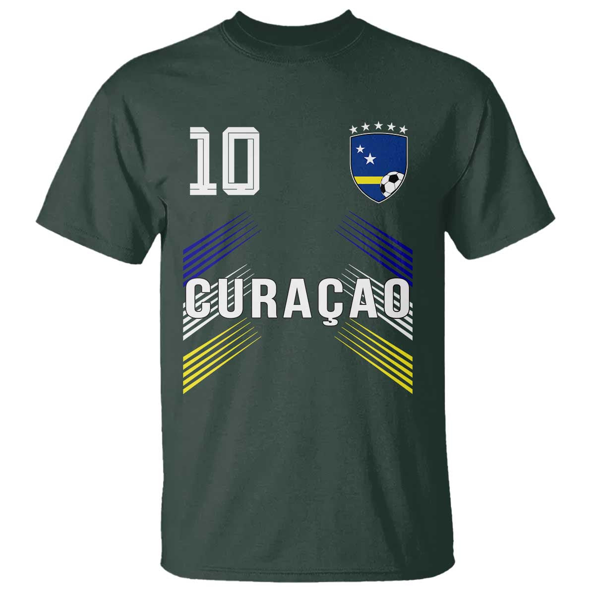Curacao Soccer Sports Graphic Number 10 Jersey Style T Shirt Proud Curaçaoans Football Fans Game Day Pride TS02 Dark Forest Green Print Your Wear