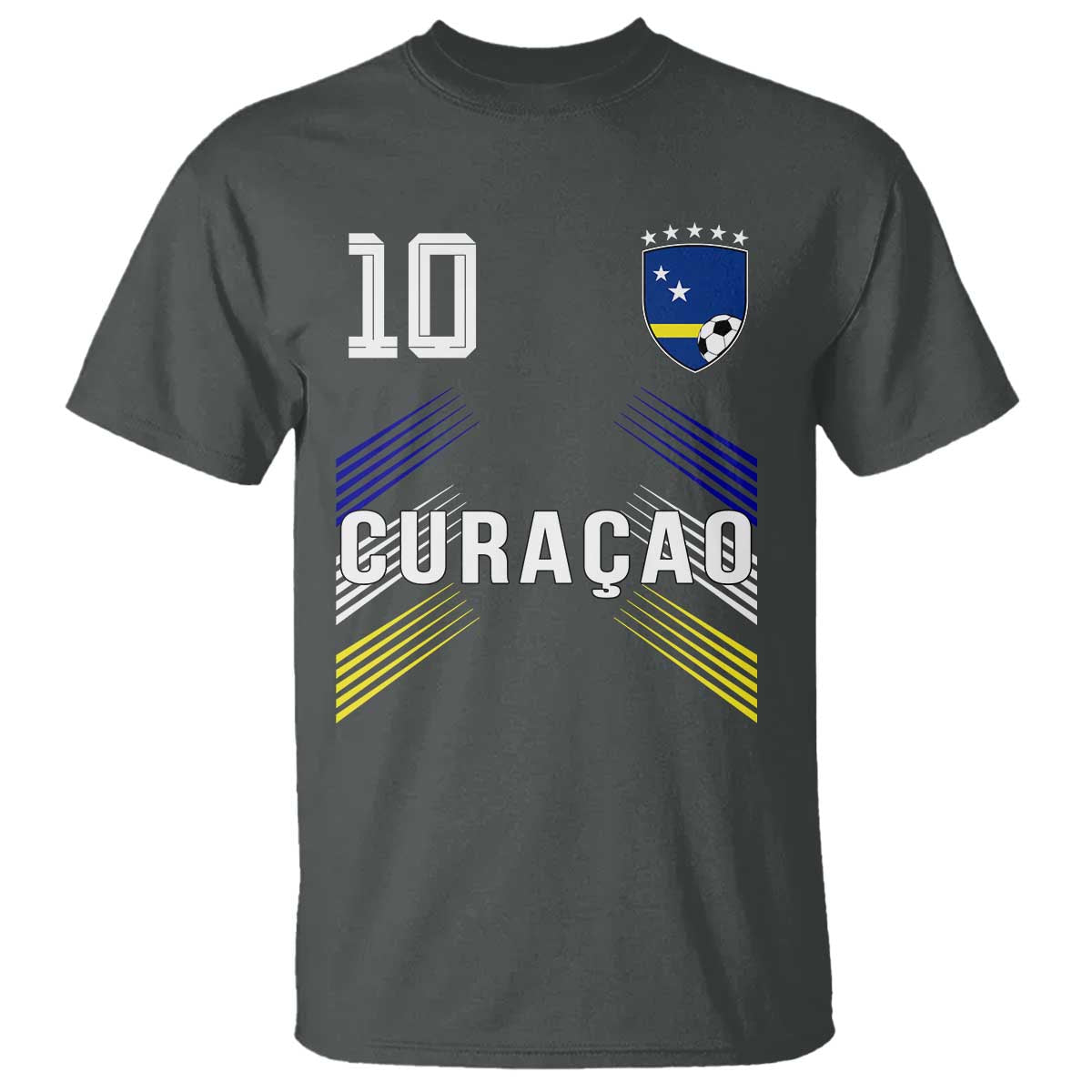 Curacao Soccer Sports Graphic Number 10 Jersey Style T Shirt Proud Curaçaoans Football Fans Game Day Pride TS02 Dark Heather Print Your Wear