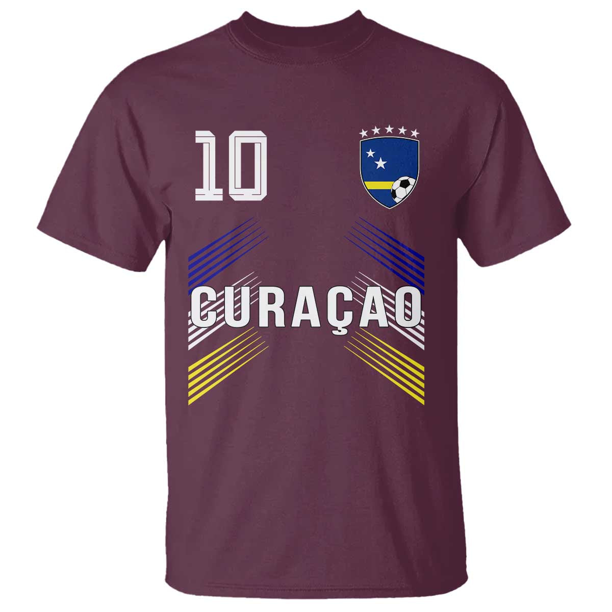 Curacao Soccer Sports Graphic Number 10 Jersey Style T Shirt Proud Curaçaoans Football Fans Game Day Pride TS02 Maroon Print Your Wear