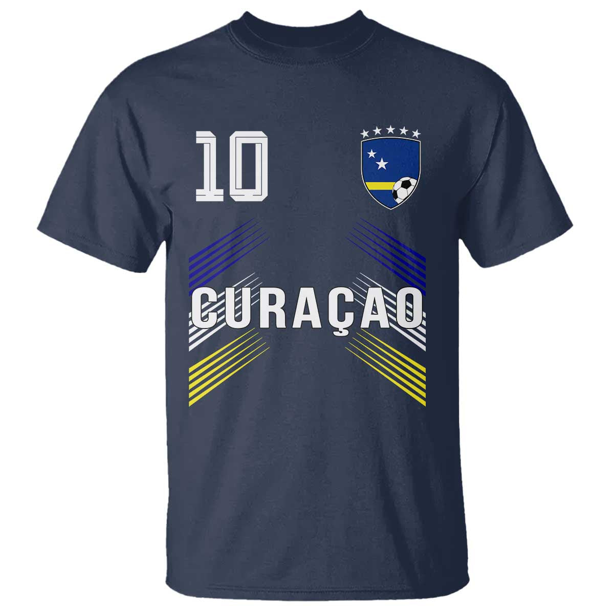Curacao Soccer Sports Graphic Number 10 Jersey Style T Shirt Proud Curaçaoans Football Fans Game Day Pride TS02 Navy Print Your Wear