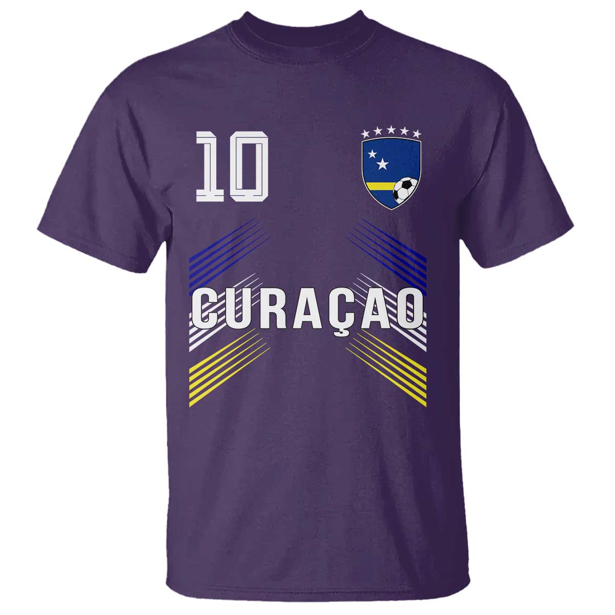 Curacao Soccer Sports Graphic Number 10 Jersey Style T Shirt Proud Curaçaoans Football Fans Game Day Pride TS02 Purple Print Your Wear