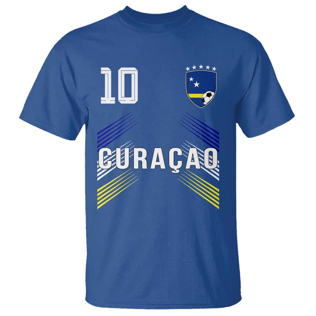 Curacao Soccer Sports Graphic Number 10 Jersey Style T Shirt Proud Curaçaoans Football Fans Game Day Pride TS02 Royal Blue Print Your Wear