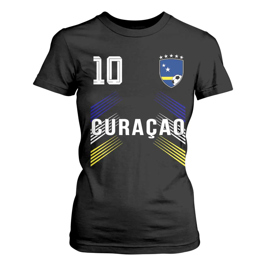 Curacao Soccer Sports Graphic Number 10 Jersey Style T Shirt For Women Proud Curaçaoans Football Fans Game Day Pride TS02 Black Print Your Wear