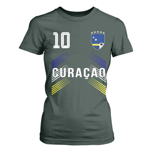 Curacao Soccer Sports Graphic Number 10 Jersey Style T Shirt For Women Proud Curaçaoans Football Fans Game Day Pride TS02 Dark Forest Green Print Your Wear
