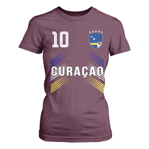 Curacao Soccer Sports Graphic Number 10 Jersey Style T Shirt For Women Proud Curaçaoans Football Fans Game Day Pride TS02 Maroon Print Your Wear
