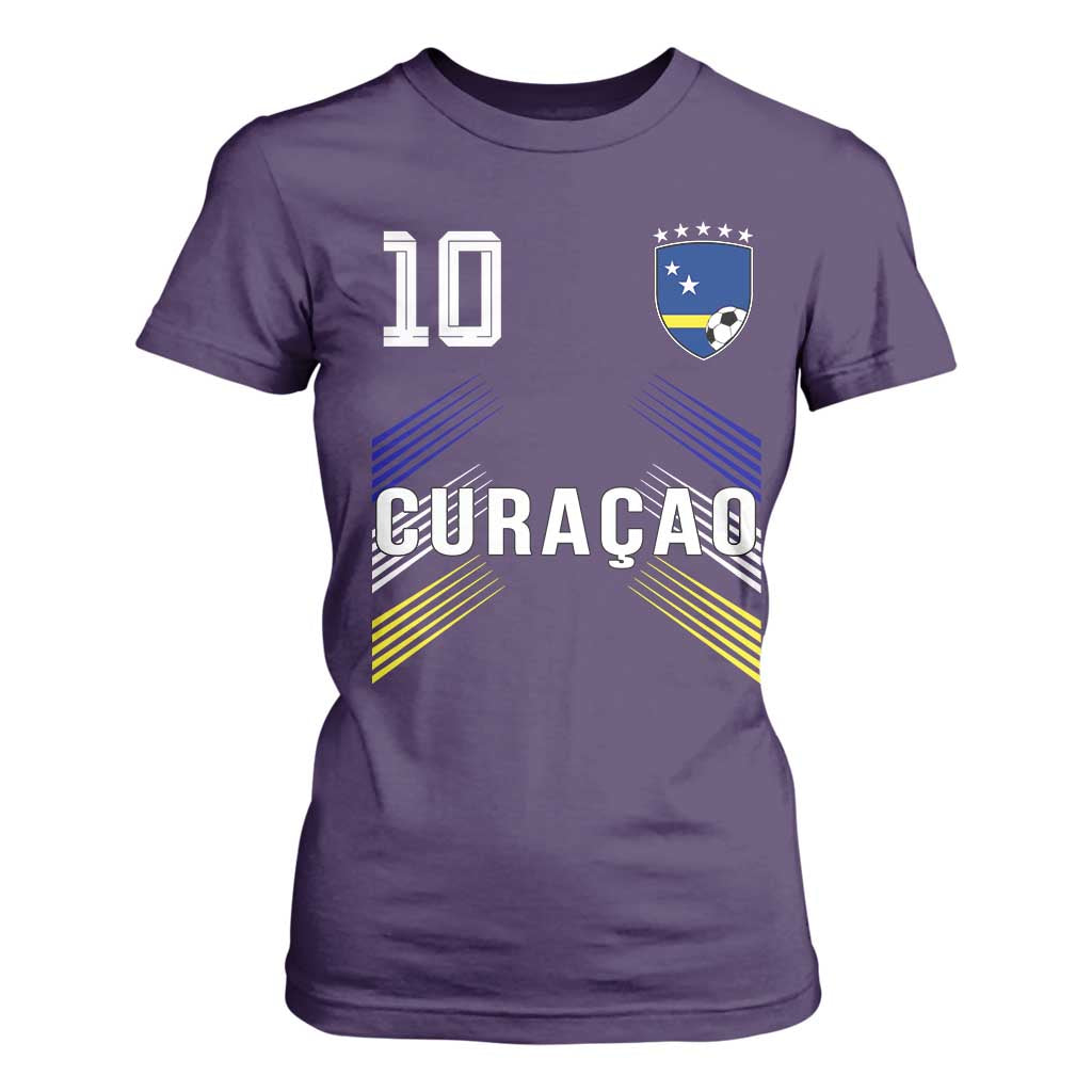 Curacao Soccer Sports Graphic Number 10 Jersey Style T Shirt For Women Proud Curaçaoans Football Fans Game Day Pride TS02 Purple Print Your Wear