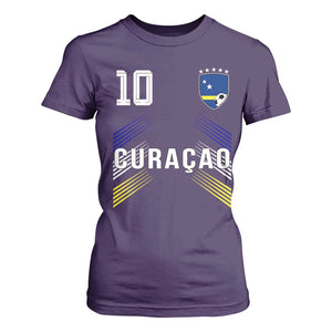 Curacao Soccer Sports Graphic Number 10 Jersey Style T Shirt For Women Proud Curaçaoans Football Fans Game Day Pride TS02 Purple Print Your Wear