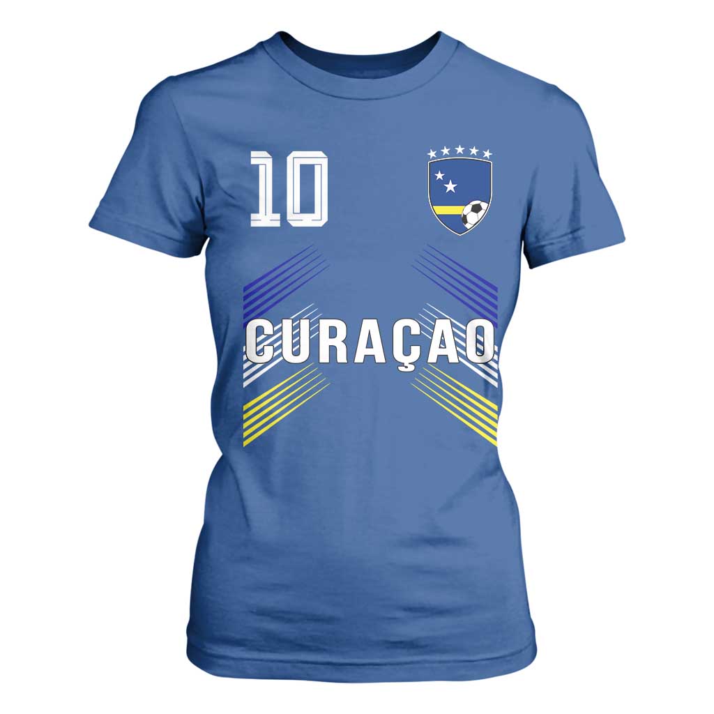 Curacao Soccer Sports Graphic Number 10 Jersey Style T Shirt For Women Proud Curaçaoans Football Fans Game Day Pride TS02 Royal Blue Print Your Wear