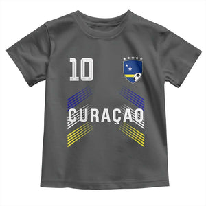 Curacao Soccer Sports Graphic Number 10 Jersey Style Toddler T Shirt Proud Curaçaoans Football Fans Game Day Pride TS02 Dark Heather Print Your Wear