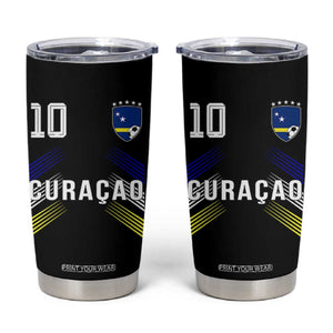 Curacao Soccer Sports Graphic Number 10 Jersey Style Tumbler Cup Proud Curaçaoans Football Fans Game Day Pride TS02 Black Print Your Wear