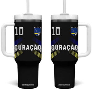 Curacao Soccer Sports Graphic Number 10 Jersey Style Tumbler With Handle Proud Curaçaoans Football Fans Game Day Pride TS02 One Size: 40 oz Black Print Your Wear