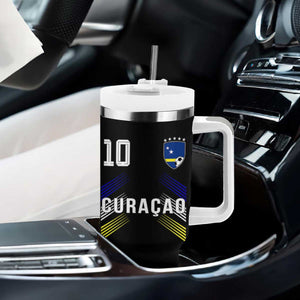 Curacao Soccer Sports Graphic Number 10 Jersey Style Tumbler With Handle Proud Curaçaoans Football Fans Game Day Pride TS02 Print Your Wear