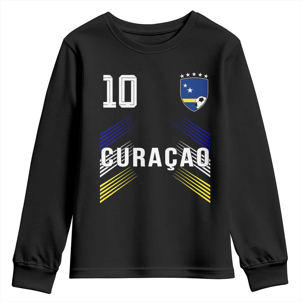 Curacao Soccer Sports Graphic Number 10 Jersey Style Youth Sweatshirt Proud Curaçaoans Football Fans Game Day Pride TS02 Black Print Your Wear