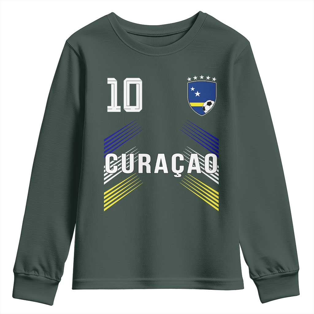 Curacao Soccer Sports Graphic Number 10 Jersey Style Youth Sweatshirt Proud Curaçaoans Football Fans Game Day Pride TS02 Dark Forest Green Print Your Wear