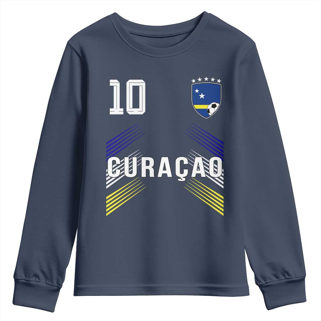 Curacao Soccer Sports Graphic Number 10 Jersey Style Youth Sweatshirt Proud Curaçaoans Football Fans Game Day Pride TS02 Navy Print Your Wear