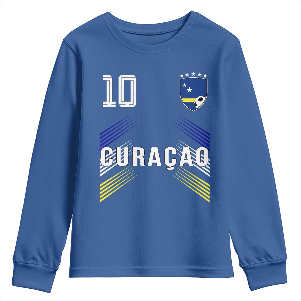 Curacao Soccer Sports Graphic Number 10 Jersey Style Youth Sweatshirt Proud Curaçaoans Football Fans Game Day Pride TS02 Royal Blue Print Your Wear