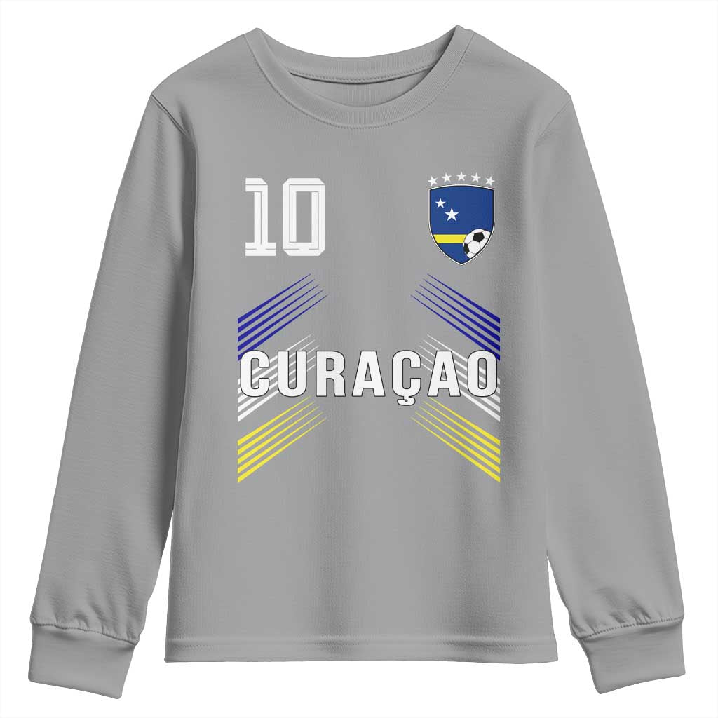 Curacao Soccer Sports Graphic Number 10 Jersey Style Youth Sweatshirt Proud Curaçaoans Football Fans Game Day Pride TS02 Sport Gray Print Your Wear