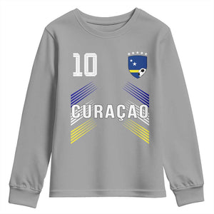 Curacao Soccer Sports Graphic Number 10 Jersey Style Youth Sweatshirt Proud Curaçaoans Football Fans Game Day Pride TS02 Sport Gray Print Your Wear