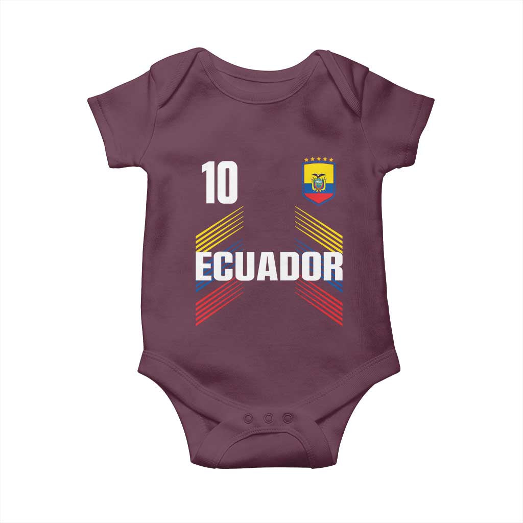Ecuador Soccer Sports Graphic Number 10 Jersey Style Baby Onesie Proud Ecuadorian Football Fans Game Day Pride TS02 Maroon Print Your Wear
