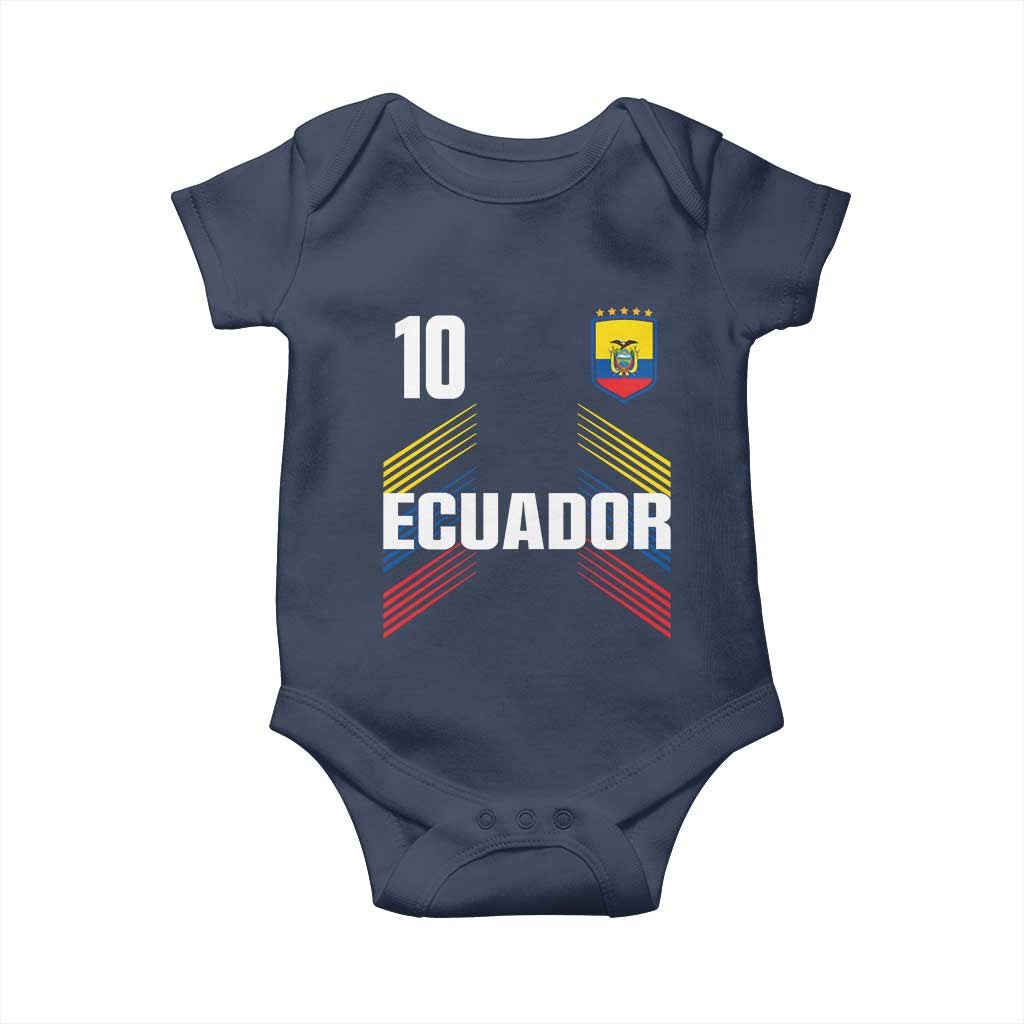 Ecuador Soccer Sports Graphic Number 10 Jersey Style Baby Onesie Proud Ecuadorian Football Fans Game Day Pride TS02 Navy Print Your Wear