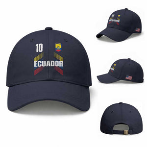 Ecuador Soccer Sports Graphic Number 10 Jersey Style Baseball Cap Proud Ecuadorian Football Fans Game Day Pride TS02 Baseball Cap Universal Fit Navy Print Your Wear
