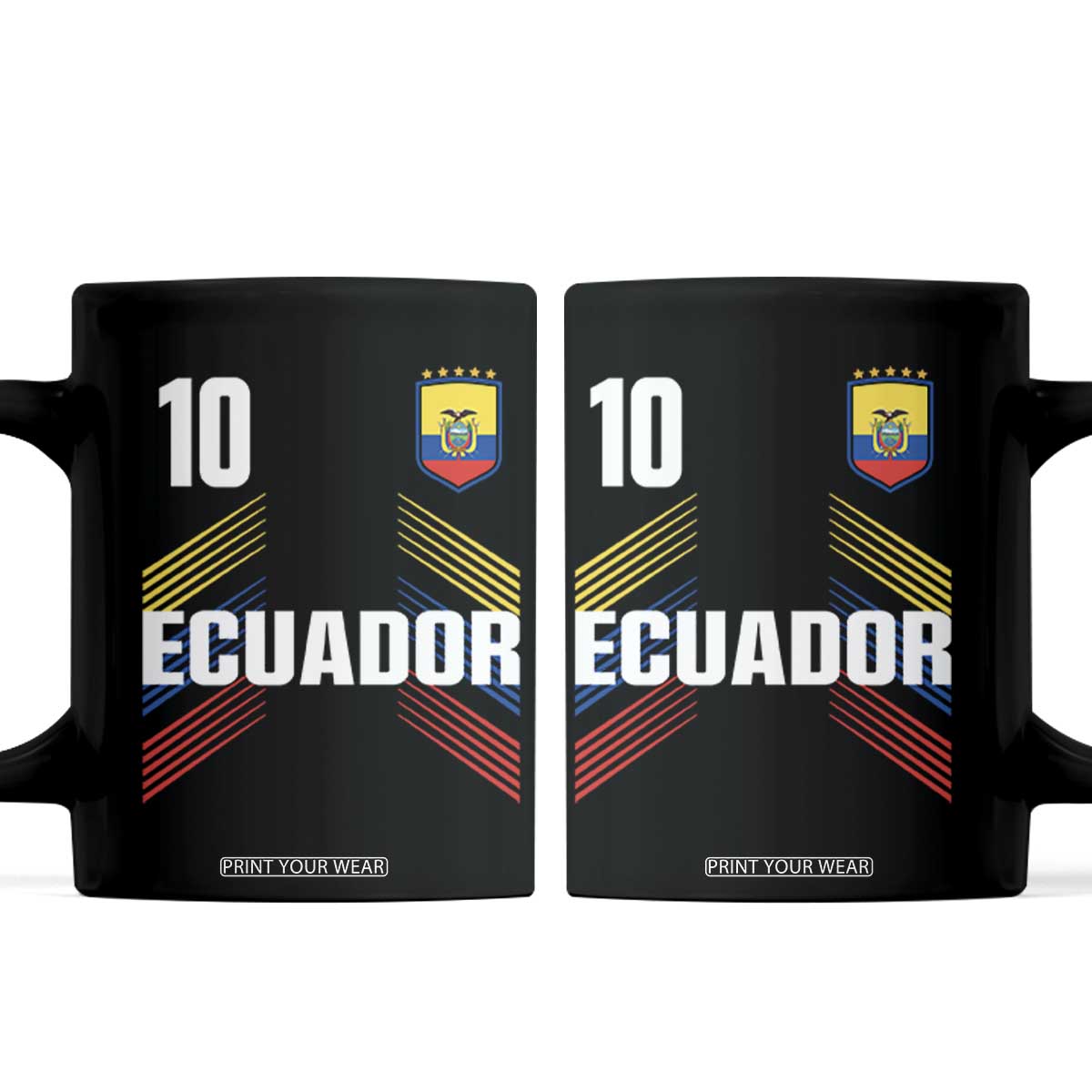 Ecuador Soccer Sports Graphic Number 10 Jersey Style Coffee Mug Proud Ecuadorian Football Fans Game Day Pride TS02 Black Print Your Wear