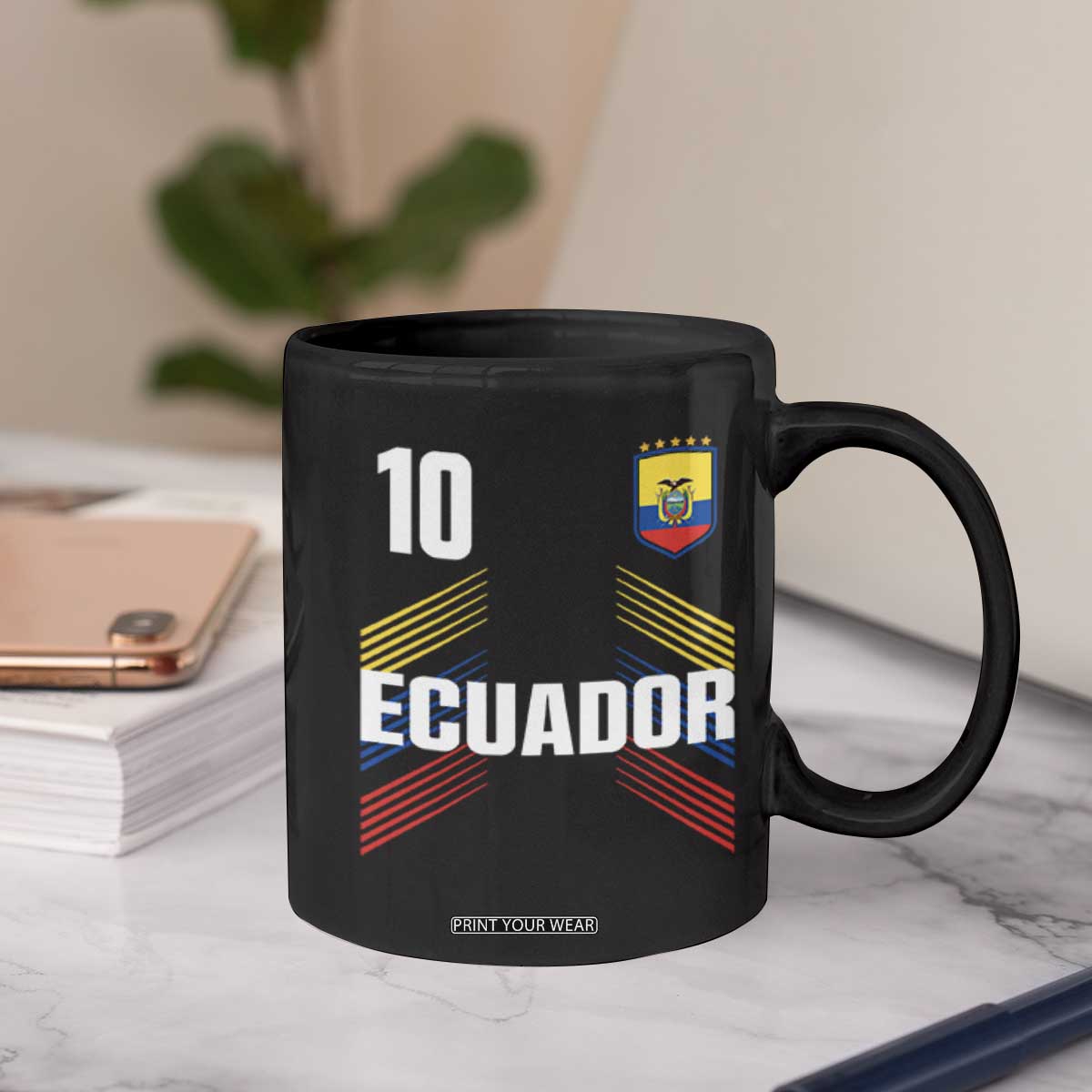 Ecuador Soccer Sports Graphic Number 10 Jersey Style Coffee Mug Proud Ecuadorian Football Fans Game Day Pride TS02 Print Your Wear