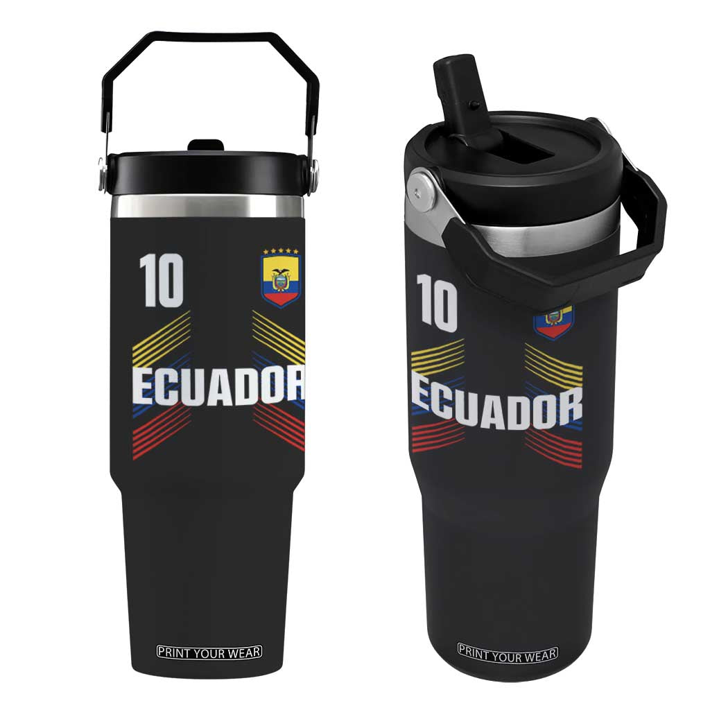 Ecuador Soccer Sports Graphic Number 10 Jersey Style Flip Straw Tumbler Proud Ecuadorian Football Fans Game Day Pride TS02 One Size: 30 oz Black Print Your Wear