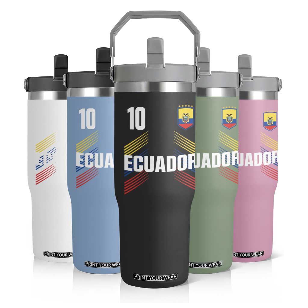 Ecuador Soccer Sports Graphic Number 10 Jersey Style Flip Straw Tumbler Proud Ecuadorian Football Fans Game Day Pride TS02 Print Your Wear