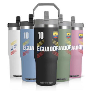 Ecuador Soccer Sports Graphic Number 10 Jersey Style Flip Straw Tumbler Proud Ecuadorian Football Fans Game Day Pride TS02 Print Your Wear