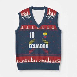 Ecuador Soccer Sports Graphic Number 10 Jersey Style V-Neck Knit Sweater Vest Proud Ecuadorian Football Fans Game Day Pride TS02 Navy Red Print Your Wear