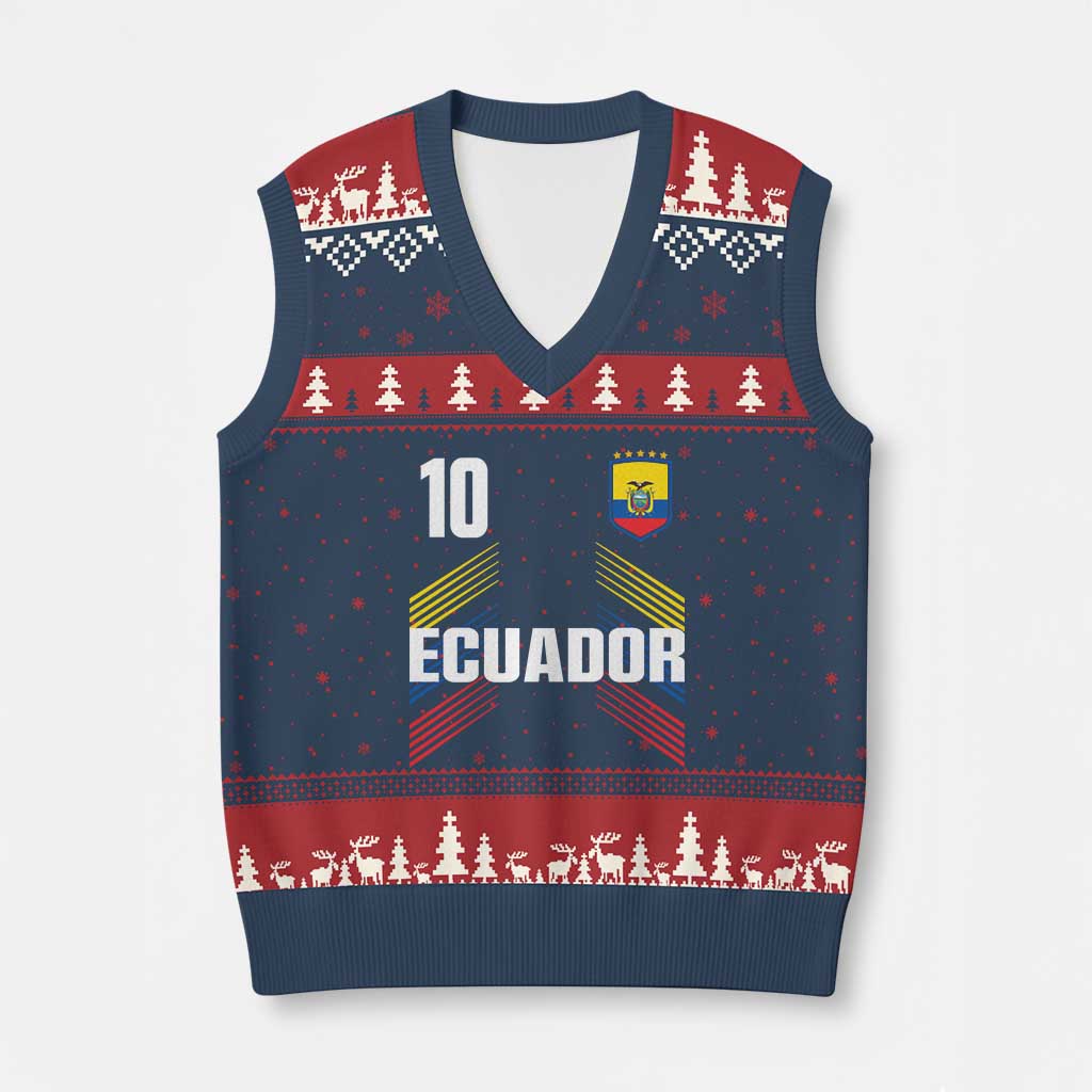 Ecuador Soccer Sports Graphic Number 10 Jersey Style V-Neck Knit Sweater Vest Proud Ecuadorian Football Fans Game Day Pride TS02 Navy Red Print Your Wear